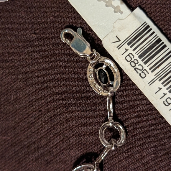 NWT 925 Sterling silver diamond and sapphire bracelet 7.25" Long - Picture 6 of 9